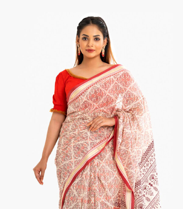 Off-White Cotton Saree