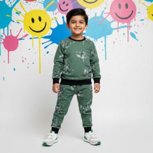 Full Sleeve SweatShirt Set - Olive Green