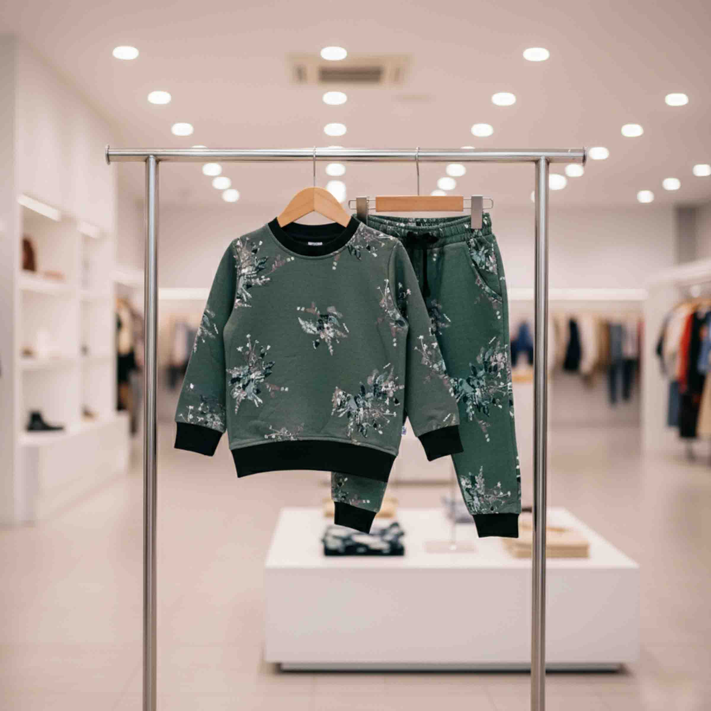 Full Sleeve SweatShirt Set - Olive Green