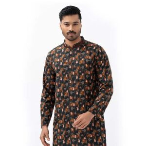 Black-Cotton-Semi-Fitted-Panjabi