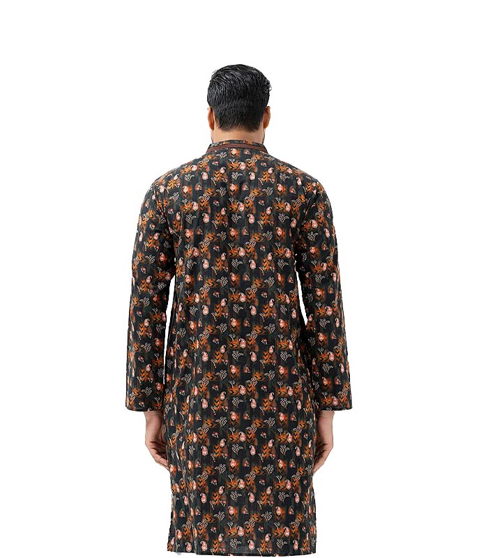 Black-Cotton-Semi-Fitted-Panjabi-Back