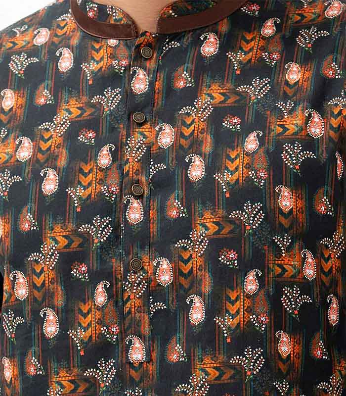 Black-Cotton-Semi-Fitted-Panjabi-Fabric