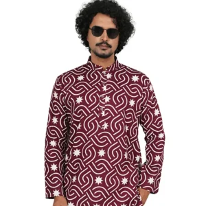 Print Cotton Panjabi-Maroon-Akonda Fashion