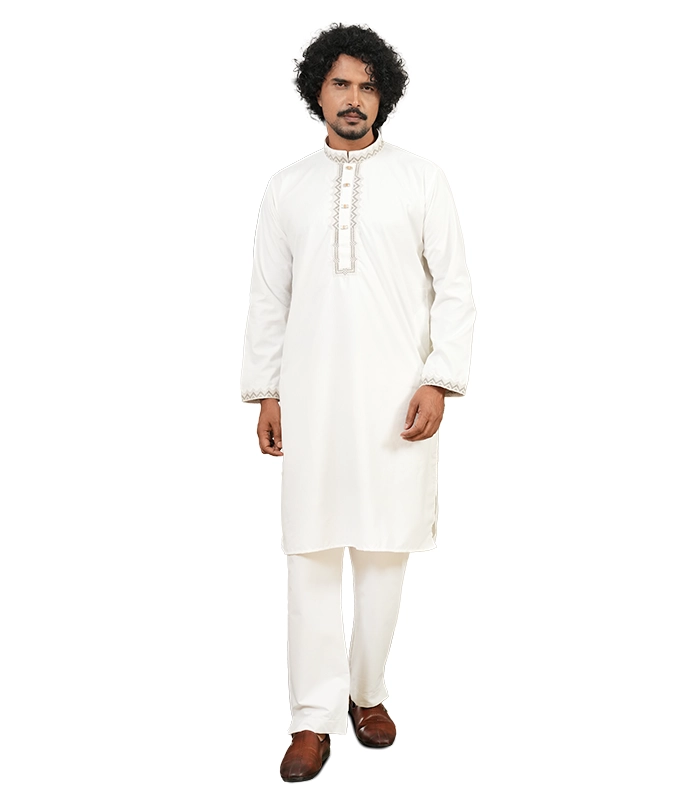 Indian Luxury Panjabi-White-Outfit