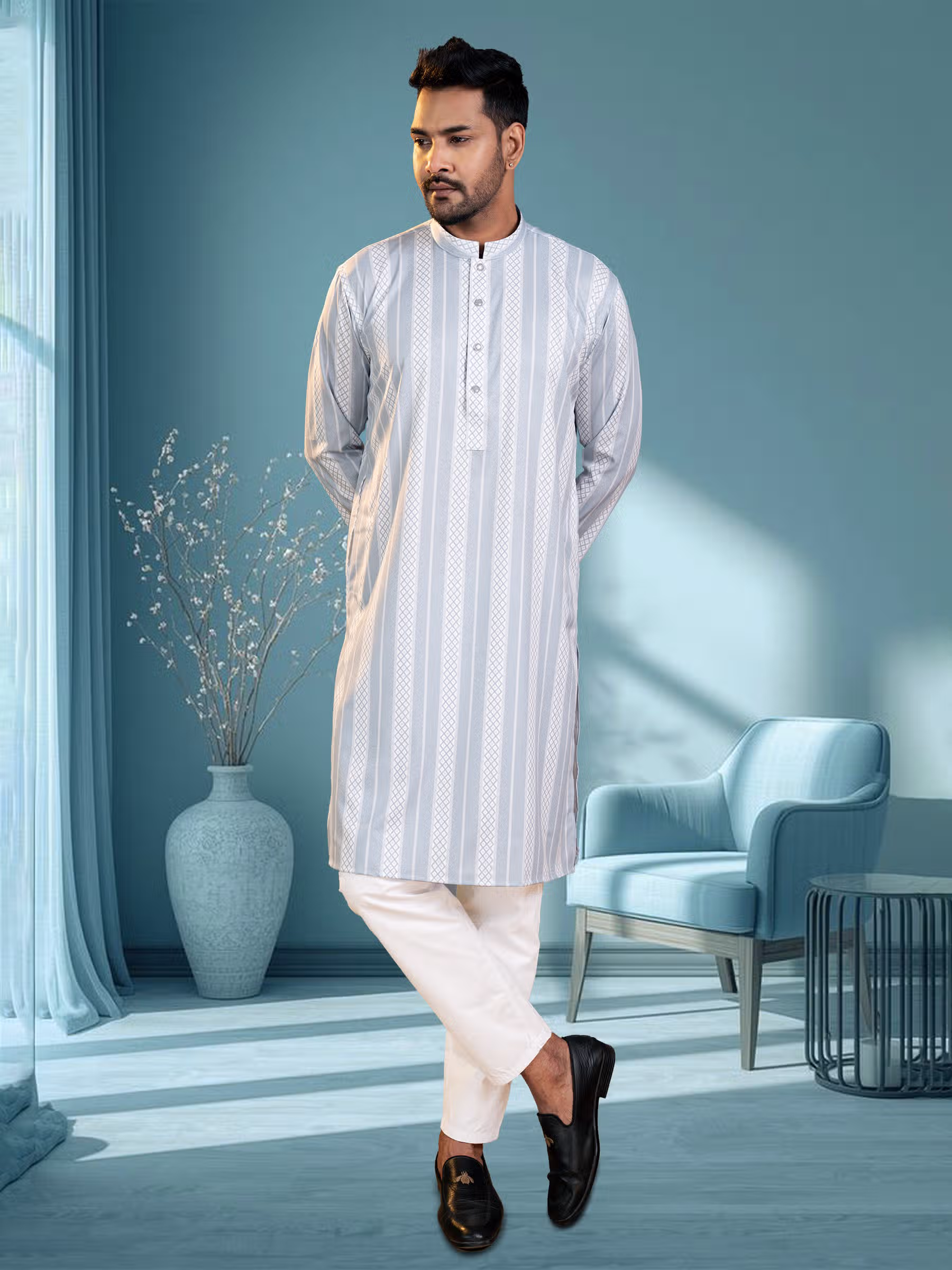 Stripe Panjabi for Men - Image 3