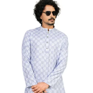 Design-Panjabi-Akonda-Fashion-Dhobi-Print-Sky-Blue